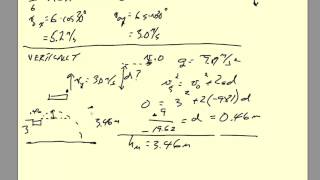 kinematics 2 projectiles elevated angled launch example 1 [upl. by Harald645]