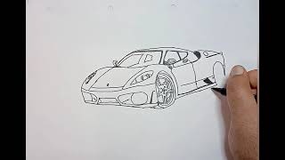 Ferrari F430 drawing  Dessin Ferrari  Car drawing [upl. by Sdlonyer]