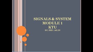 Signals amp SystemsMalayalam Module1 Introduction KTU EE307EC202 [upl. by Leizahaj]