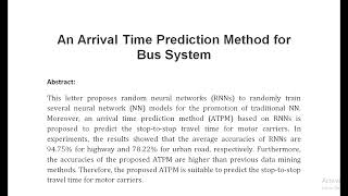 An Arrival Time Prediction Method for Bus System [upl. by Nonohcle]