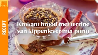 Rondjes krokant brood met terrine van kippenlever met porto [upl. by Kelly]