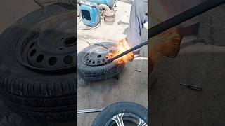 seating a stubborn tire bead with fire technique 😲🔥💥🧨 [upl. by Jonell315]