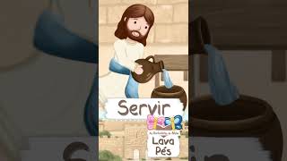 SERVIR PÁSCOA JESUS LAVA OS PÉS DOS DISCÍPULOS · DESENHO BÍBLICO INFANTIL KIDS CRIANÇAS shorts [upl. by Ainirtac]