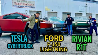 Tesla Cybertruck vs Ford F150 Lightning vs Rivian R1T [upl. by Aisetra]