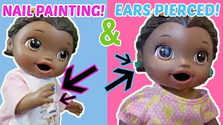 BABY ALIVE gets EARS PIERCED and NAILS PAINTED COMPILATION The Lilly and Mommy Show [upl. by Savanna]