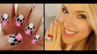 Easy Argyle Print Nails [upl. by Eilloh]