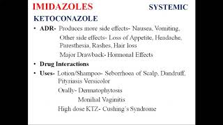 Antifungal Drugs Azoles Ketoconazole Fluconazole Itraconazole Voriconazole Posaconazole [upl. by Aihsemot]