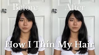 How I Thin My Hair ✂️  thinning shears easy diy haircut for thick hair [upl. by Aivatahs52]