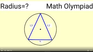 Find the circumradius of an isosceles triangle of side 17 17 16 units I Math Olympiad I [upl. by Yecnahc899]