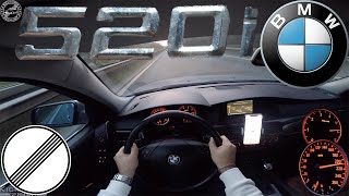 BMW E60 520i 2004 POV TOP SPEED DRIVE on German AUTOBAHN MAX ACCELERATION NO SPEED LIMIT [upl. by Iru]