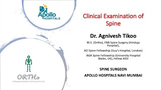 ORTHo  Dr Agnivesh Tikoo  History and Examination of Spine [upl. by Aciret]