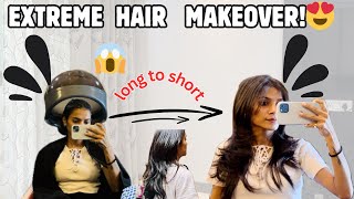 EXTRME Hair Transformation Long to short  Relaxing hair spa😍 Vogue Chic Vibes ❤️haircut vlog [upl. by Jacklyn572]