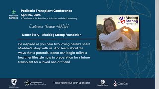 Donor story  Maddog Strong Foundation  2024 Pediatric Transplant Conference [upl. by Welsh491]