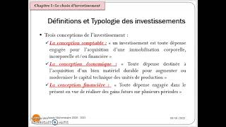 Linvestissement Définition et typologie Partie 03 [upl. by Aniehs]