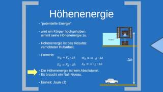 Höhenenergie auch Lageenergie bzw potentielle Energie [upl. by Benjy]