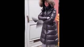 Moncler Puffer Coat Fur Hood downcoat [upl. by Savanna101]