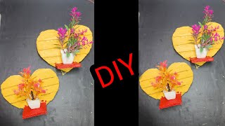 How To Make Cardboard Heart Shape Wall Shelf  Easy Cardboard Wall Shelf Flower Vase [upl. by Girardi917]