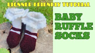 Cute Baby Ruffle Socks Knitting  Beginner Friendly Tutorial  Easy amp Fast Knitting 🧶 [upl. by Lew]