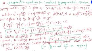 Hypergeometric function hypergeometric equation to confluent hypergeometric equation Lecture 8 [upl. by Lopez]