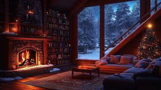 COZY WINTER Cottage Fireplace Crackling amp Relaxing Snowstorm Sounds for Overcome Insomnia Sleep [upl. by Uhthna257]