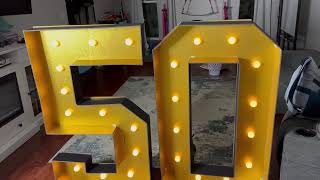 4FT Marquee 50 Numbers Light Up 50Glitter Gold Giant Marquee Mosaic Numbers Frame Light Up Numbers [upl. by Lore]