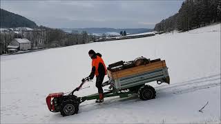 Einachser 4x4 Herkules UE 600 mit Triebachsanhänger im Wintereinsatz [upl. by Airakaz]