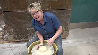 Throwing a Cylinder Left Handed Part 1 Centering Clay on the Wheel [upl. by Aivekahs]