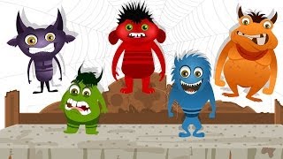 Five Little Monsters  Nursery Rhyme with Lyrics  Halloween Song [upl. by Elttil]