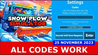 ALL CODES WORK Snow Plow Simulator ROBLOX  NOVEMBER 25 2023 [upl. by Aeneas]