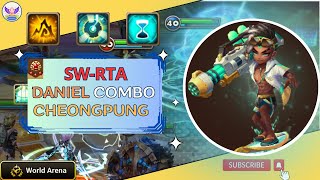 Crazy combo Daniel with Cheongpung 0 attack bar  75 HP in one turn【RTASW】Summoners War  RTA [upl. by Marinna]