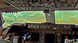 Boeing 747400 HongKong Landing  COCKPIT VIEW [upl. by Dnalsor813]