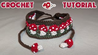 Mushroom Headband  Crochet Tutorial🍄 [upl. by Akenn]