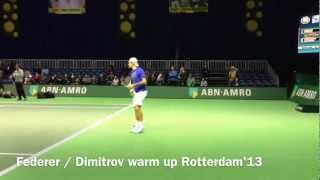 Federer amp Dimitrov practice Rotterdam 2013 [upl. by Hazard160]