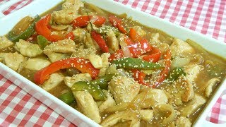 Cómo hacer pechuga de pollo con pimientos Receta fácil de Pollo pepper [upl. by Eromle213]