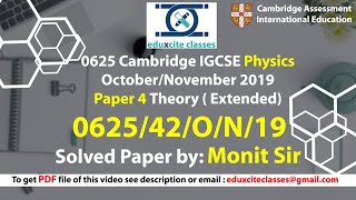 IGCSE PHYSICS 062542ON19 complete previous year solved paper [upl. by Amati]