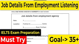 Job Details From Employment Agency Listening  IELTS Listening  listening ielts  listening [upl. by Hugo]