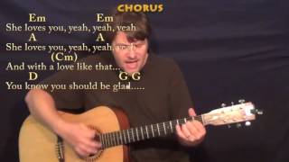 She Loves You The Beatles Guitar Cover Lesson with ChordsLyrics  Munson [upl. by Htessil127]