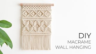 DIY MACRAME WALL HANGING  How to macrame  Step by step tutorial [upl. by Wootan]