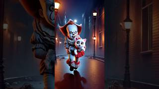 Pennywise is after cute Cat and Kitten in a Spooky Town cat cutecat catlover [upl. by Cher245]