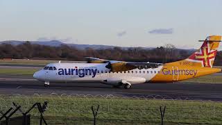 Aurigny ATR moments after landing at Manchester airport [upl. by Nnairol]