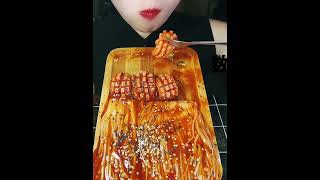 ASMR MUKBANG  Spicy Enoki Mushroom 🍄 [upl. by Nhabois]