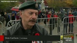 Homeless encampment disrupts Remembrance Day ceremony [upl. by Hoenack319]