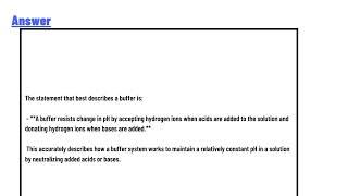 A buffer prevents the pH of a solution from changing when an acid or base is added [upl. by Erline]