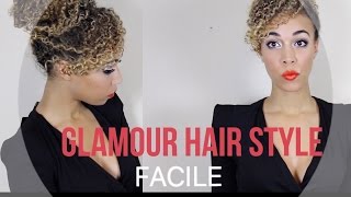 CURLY HAIR GLAMOUR Hairstyle  Tutorial coiffure pour les fêtes Noël et jour de lan [upl. by Anawd335]