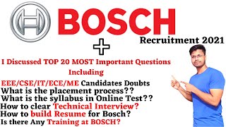 Bosch Recruitment 2021 Solved Bosch Queries How to Clear TI and HR How to clear Online Test Jobs [upl. by Etnomaj]