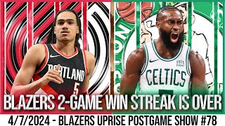 Portland Trail Blazers vs Boston Celtics Recap and Highlights  Blazers Uprise Postgame Show [upl. by Aratak]