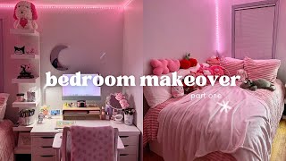 extreme room makeover 🎀🪞 pink cozy and cute ikea building furniture decorate  clean w me [upl. by Ernesto]