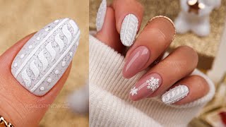 Sweterek na paznokciach krok po kroku  Zimowe paznokcie  Easy winter nail art tutorial [upl. by Theodore626]