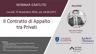 Webinar Il Contratto di Appalto tra Privati [upl. by Nylatsyrc]