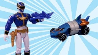 Power Rangers Megaforce Blue Ranger Action Figure and Hot Wheels Zord [upl. by Dygal]